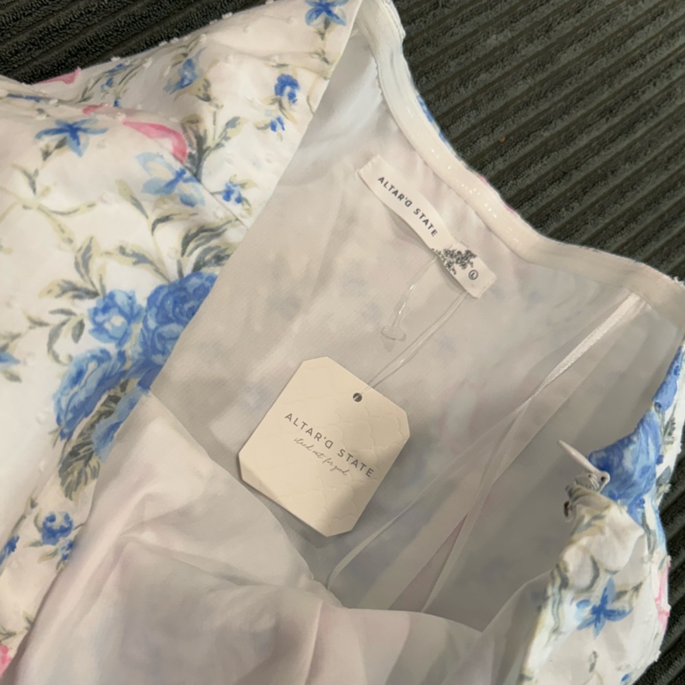 NWT Altar'd State Claire Floral Mini Dress Size L - Picture 8 of 8